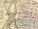 1878 Map of Wausau Marathan County Wisconsin