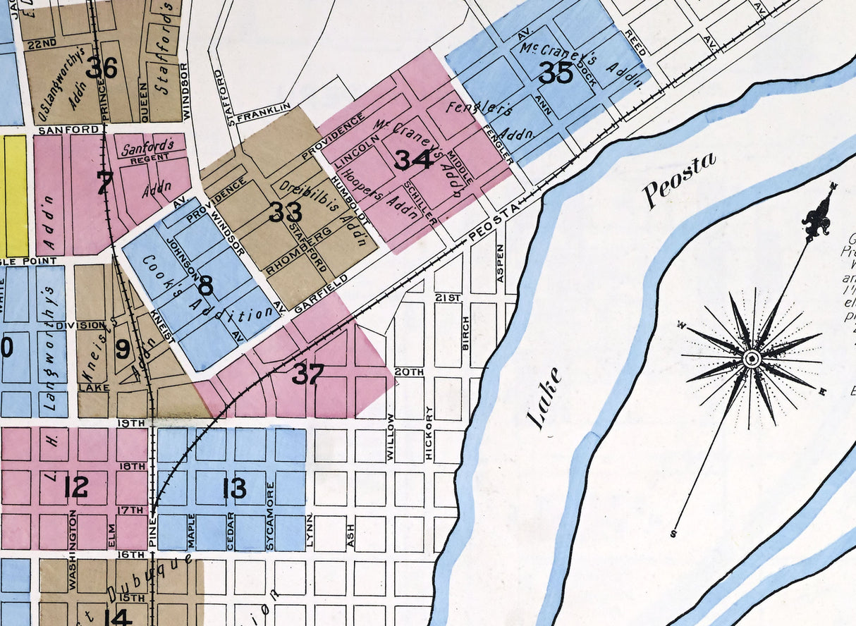 1891 Town Map of Dubuque Iowa