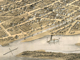 1868 Panoramic Map of Portage Columbia County Wisconsin