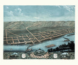 1869 Panoramic Map of Guttenberg Clayton County Iowa