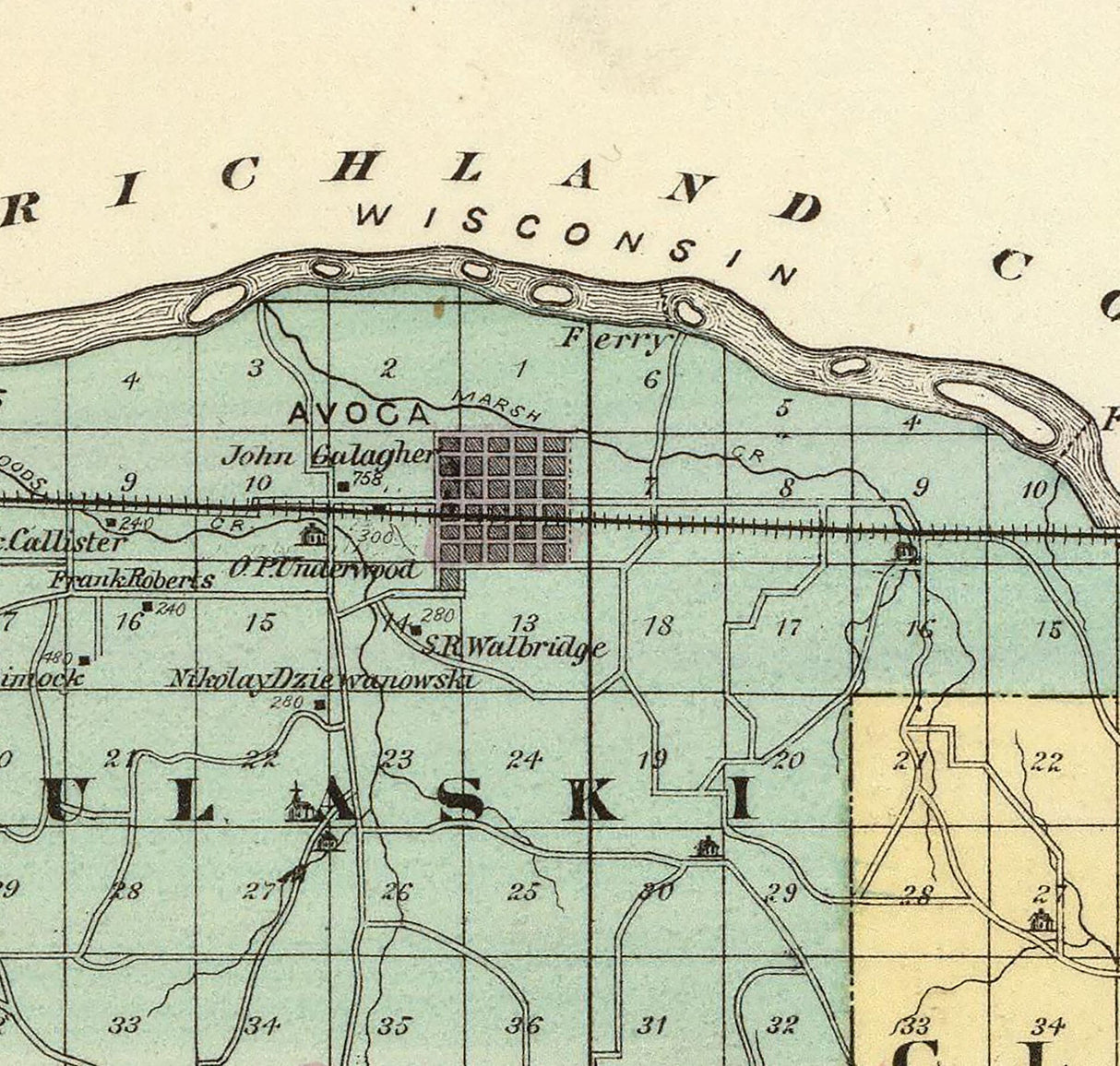 1878 Map of Iowa County Wisconsin