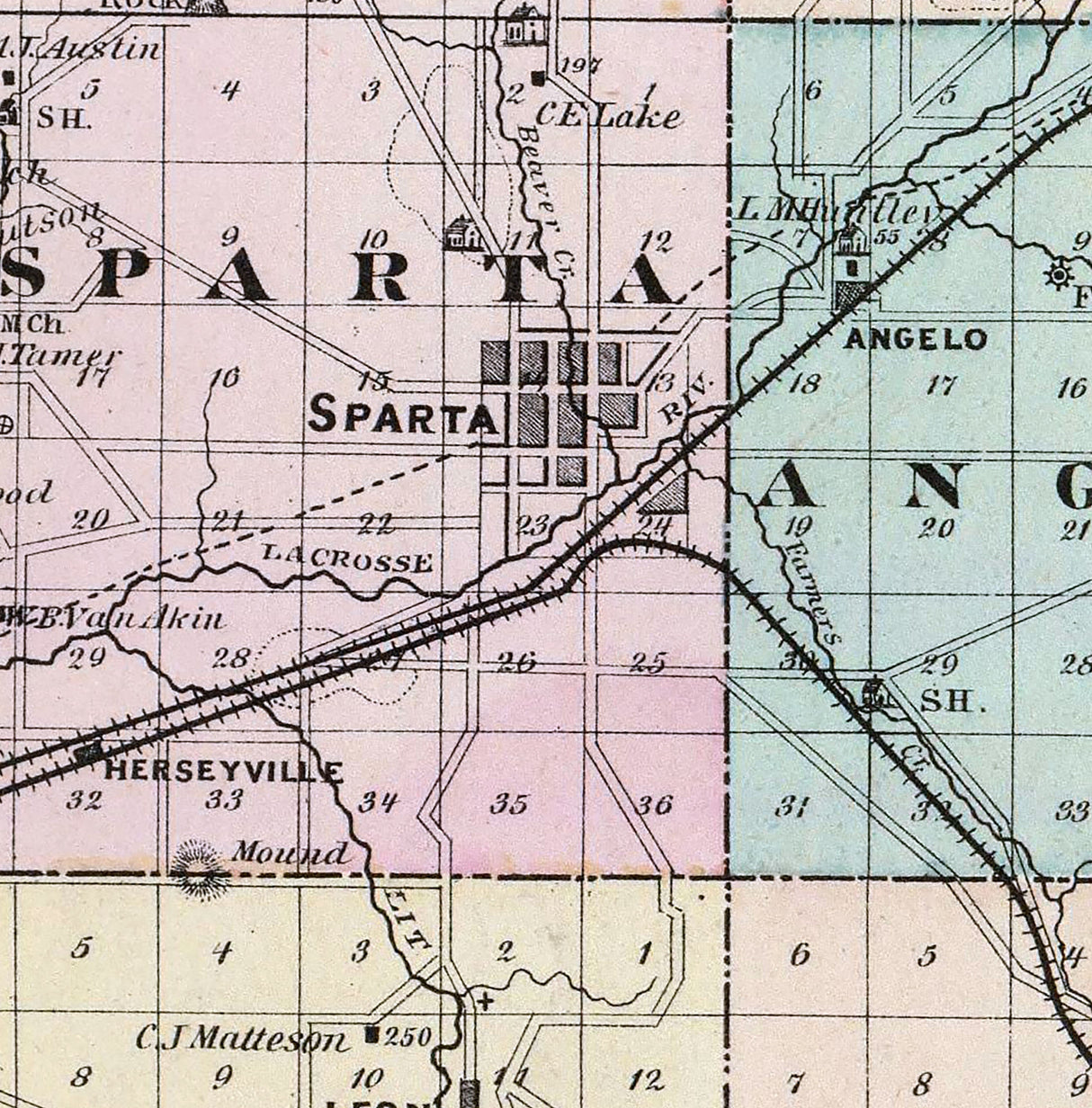 1878 Map of Monroe County Wisconsin