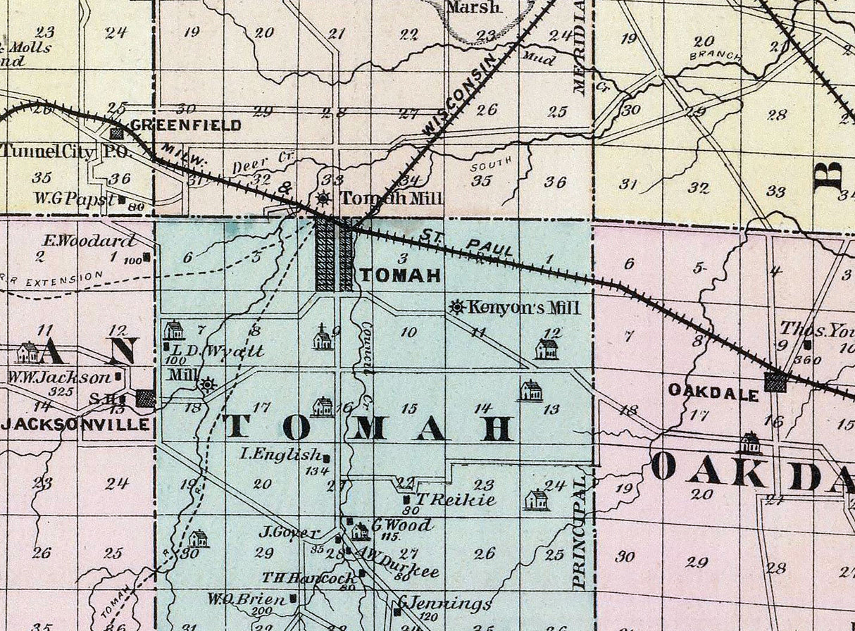 1878 Map of Monroe County Wisconsin