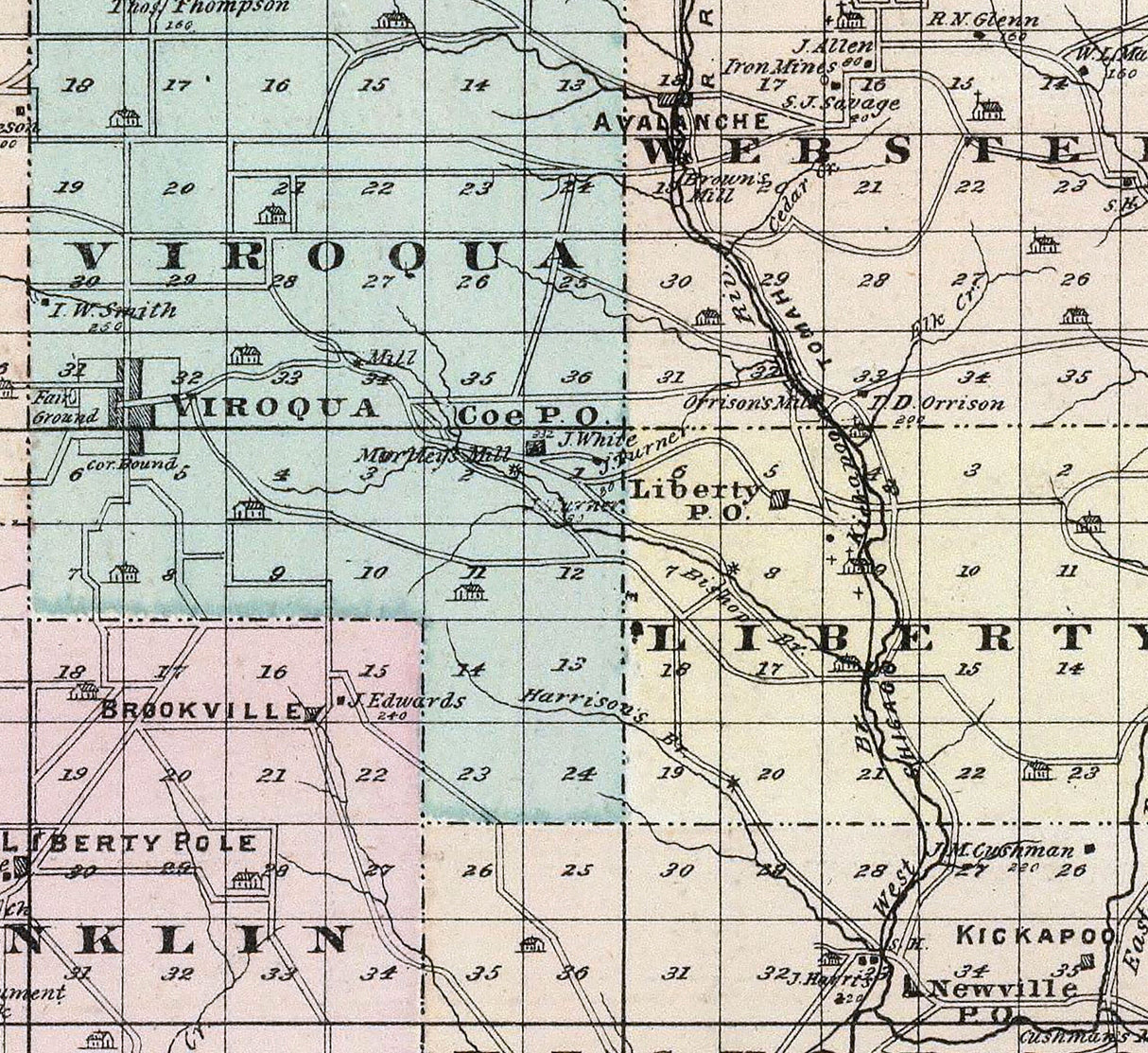 1878 Map of Vernon County Wisconsin