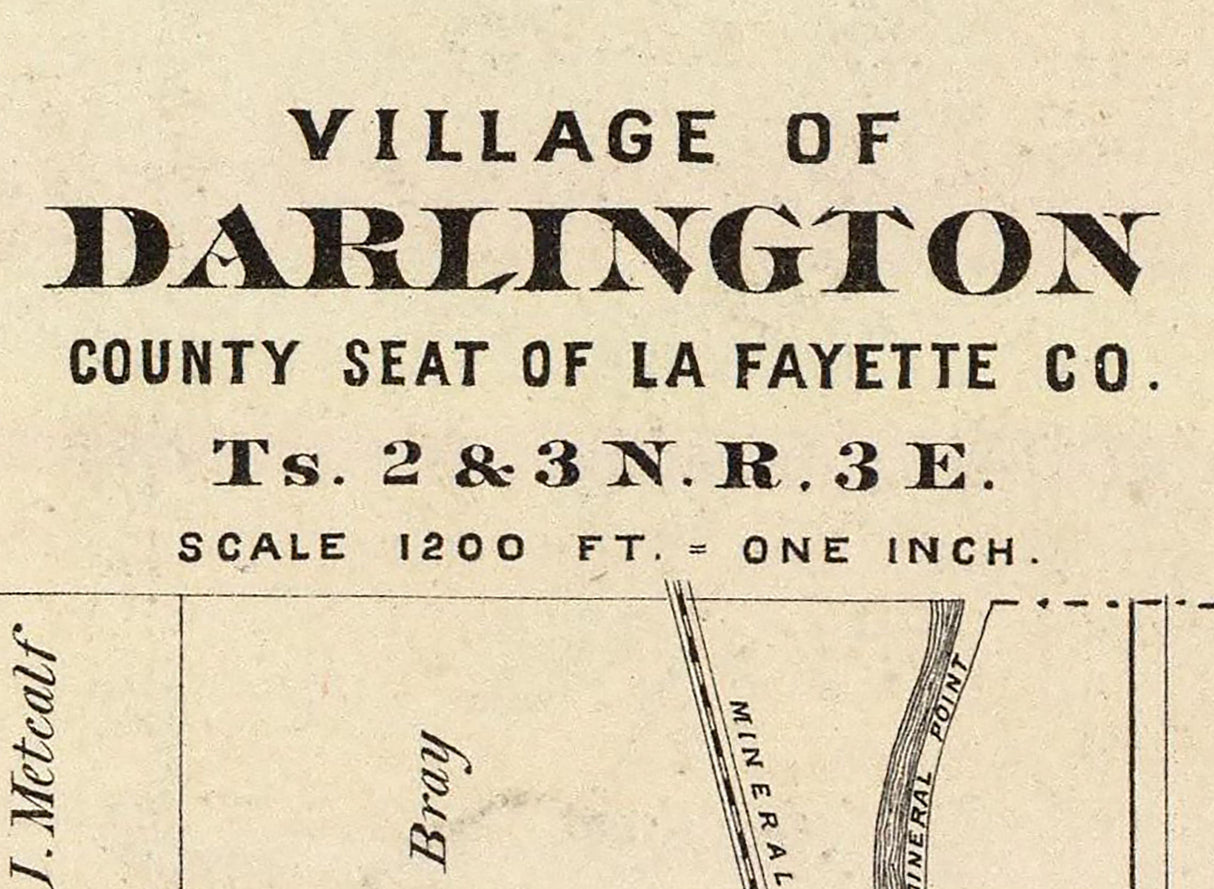 1878 Town Map of Darlington Lafayette County Wisconsin