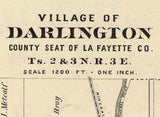 1878 Town Map of Darlington Lafayette County Wisconsin