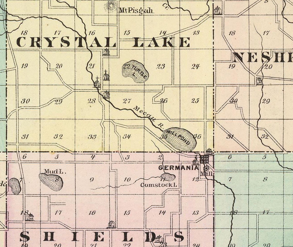 1878 Map of Marquette County Wisconsin