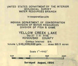 1954 Map of Yellow Creek Lake Kosciusko County Indiana