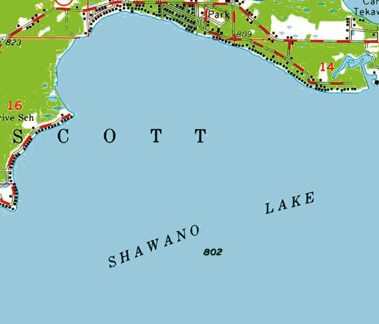 1964 Map of Shawano Lake Wisconsin