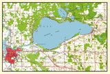 1964 Map of Shawano Lake Wisconsin