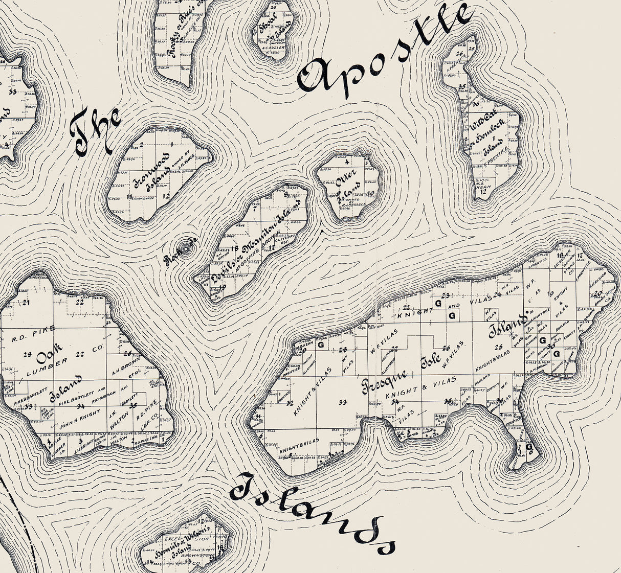 1898 Map of the Apostle Islands Lake Superior