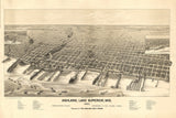 1890 Panoramic Map of Ashland Lake Superior Wisconsin