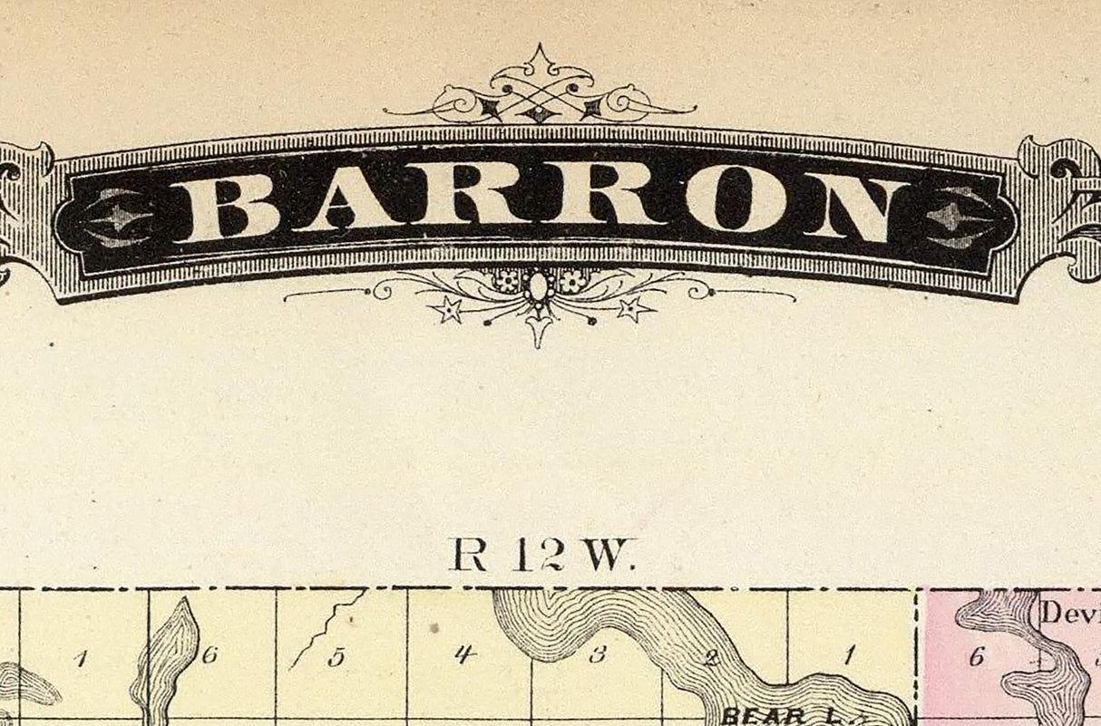 1878 Map of Barron County Wisconsin