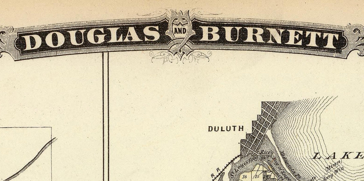 1878 Map of Douglas and Burnett County Wisconsin