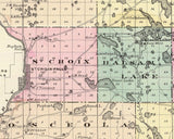 1878 Map of Polk County Wisconsin