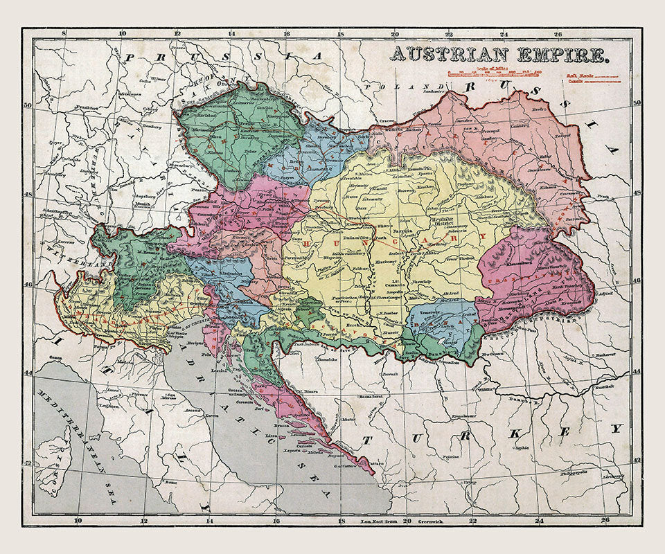 1856 Map of Austrian Empire