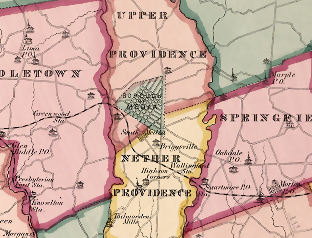 1875 Map of Delaware County Pennsylvania