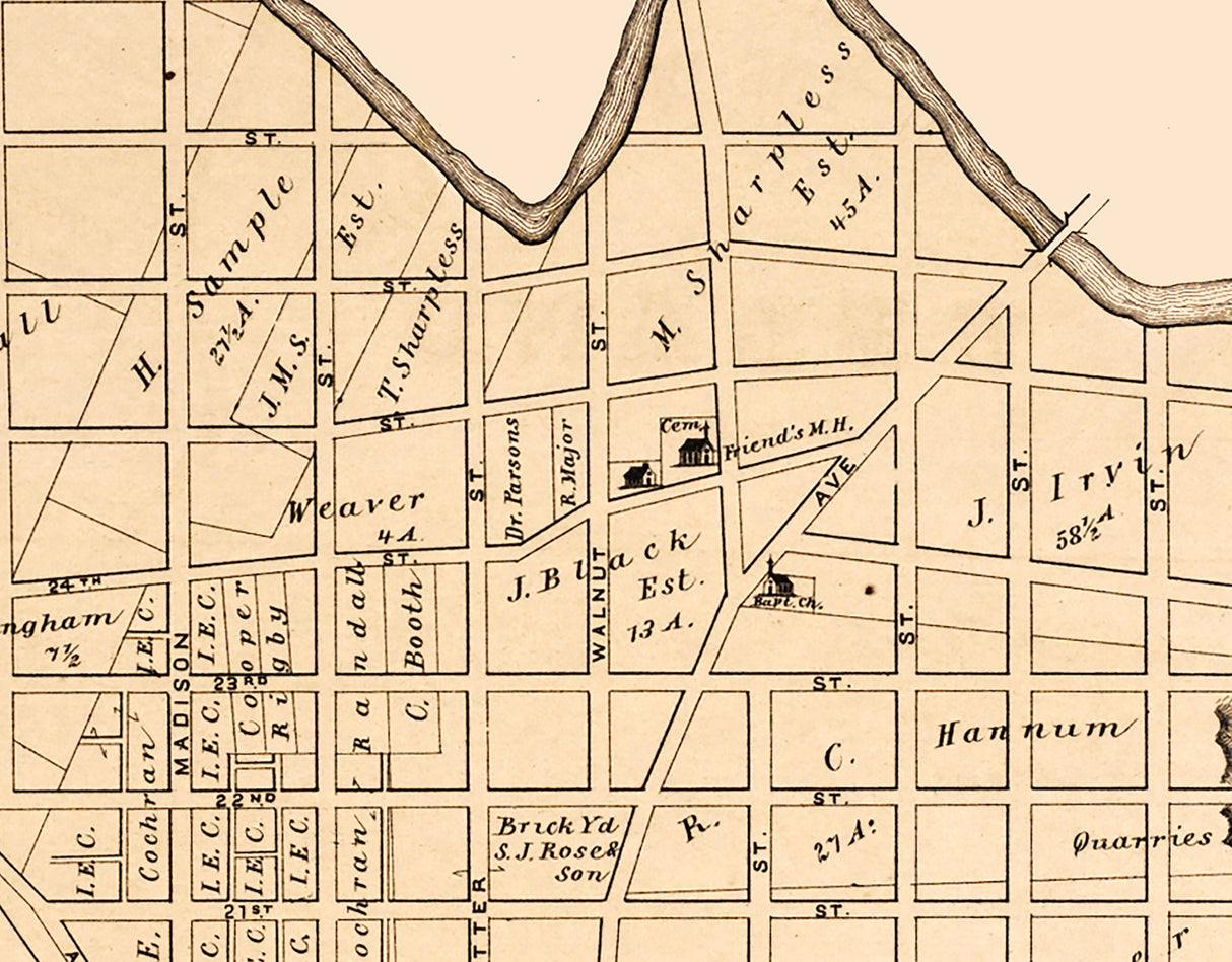 1875 Town Map of North Chester Delaware County Pennsylvania