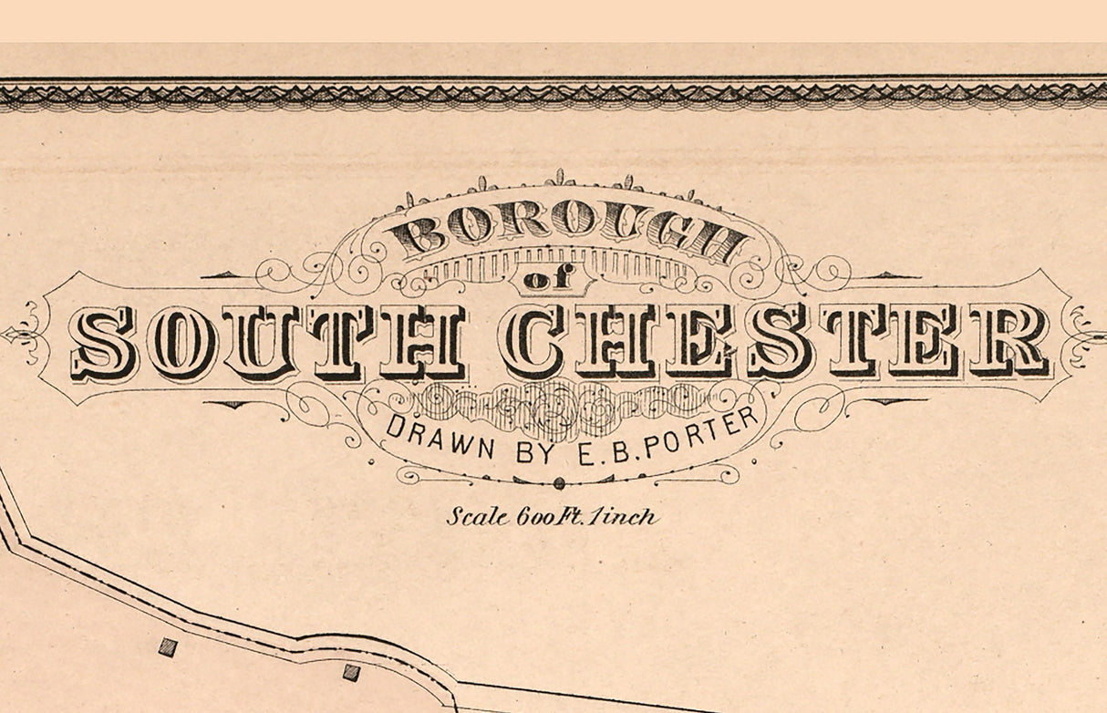 1875 Town Map of South Chester Delaware County Pennsylvania