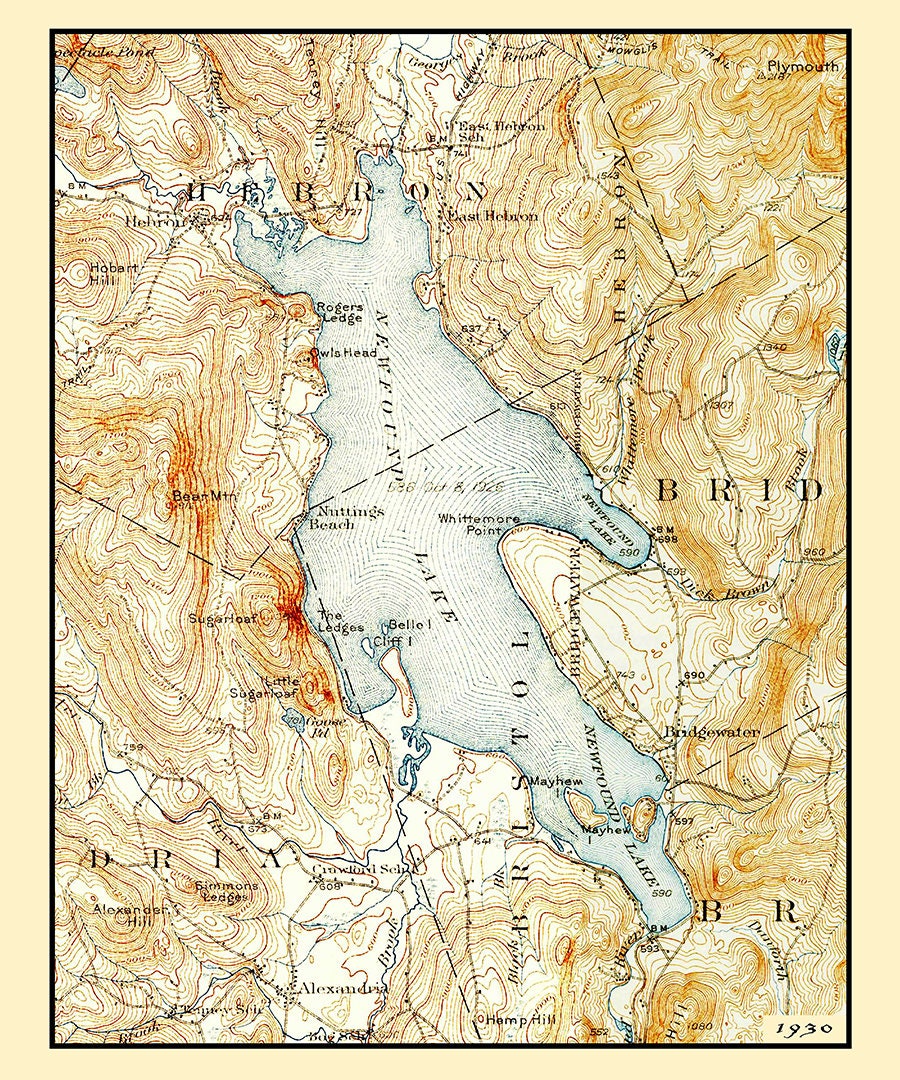 1930 Map of Newfound Lake New Hampshire