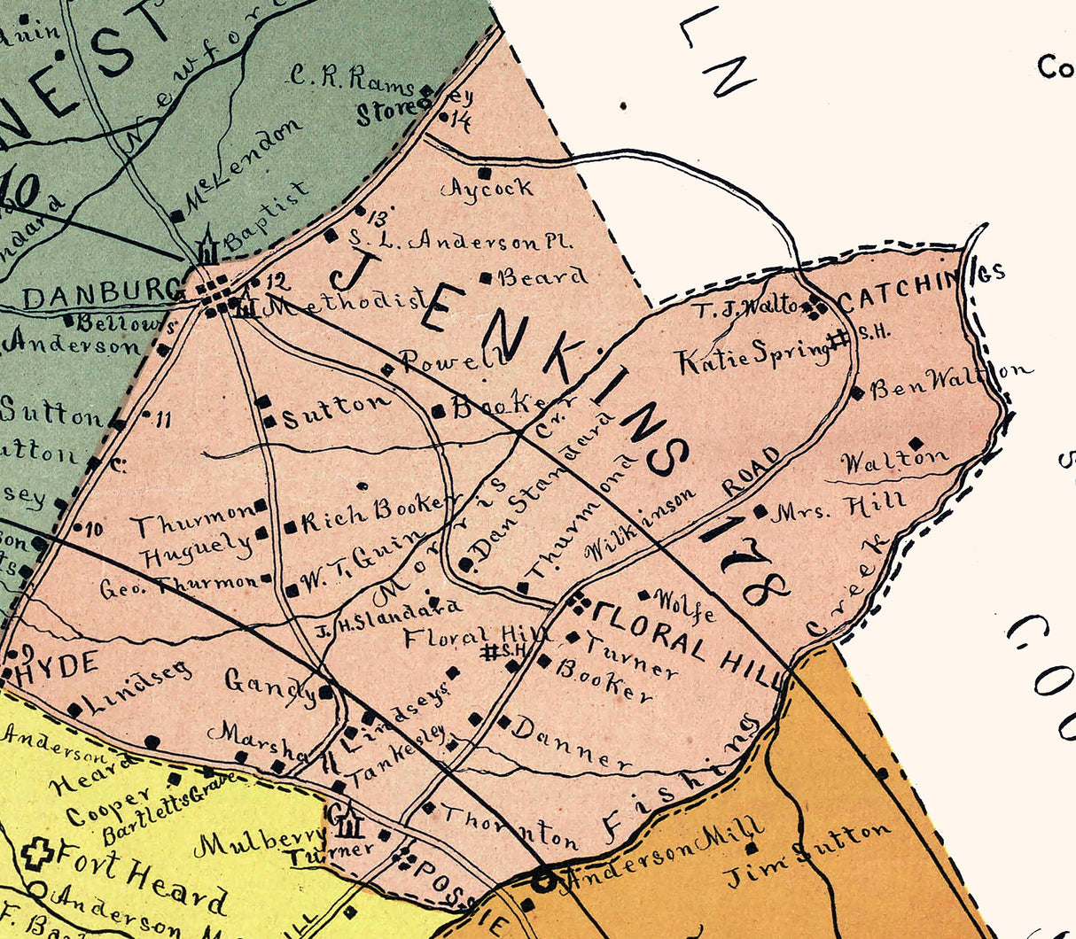 1901 Map of Wilkes County Georgia