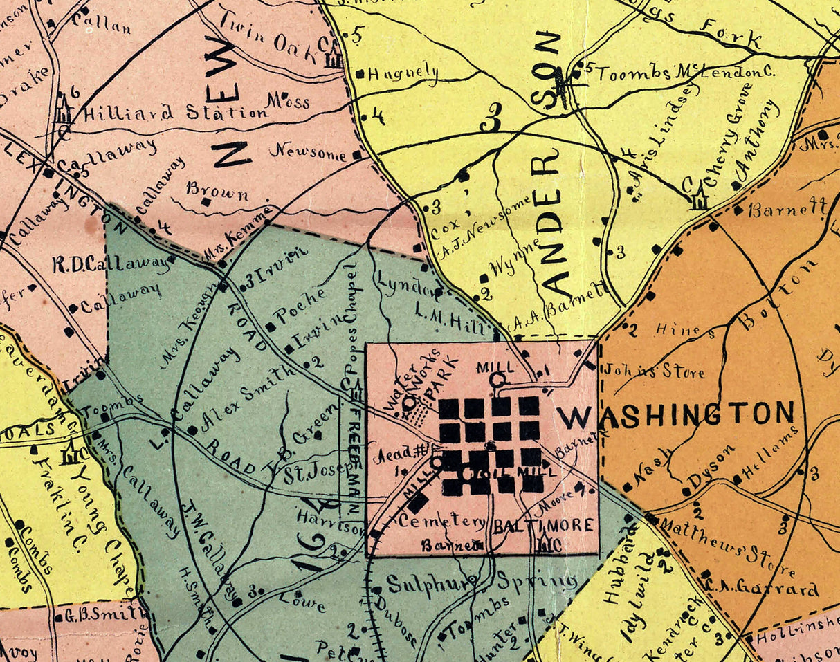 1901 Map of Wilkes County Georgia