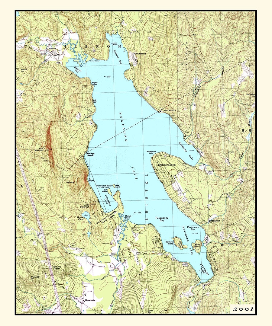 2001 Map of Newfound Lake New Hampshire