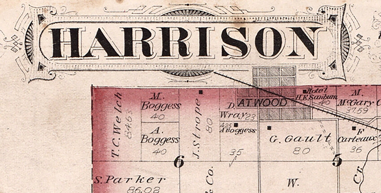 1879 Map of Harrison Township Kosciusko County Indiana