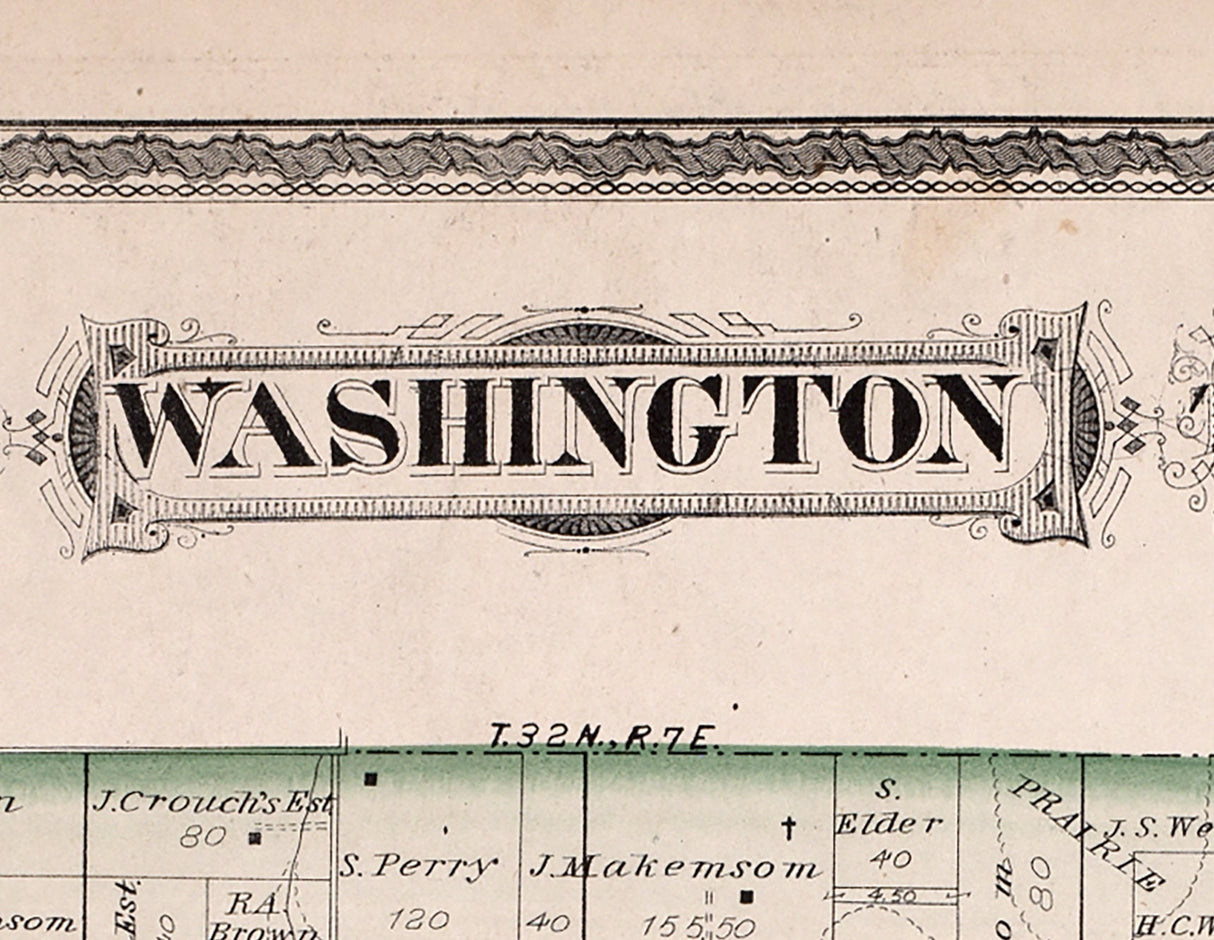 1879 Map of Washington Township Kosciusko County Indiana