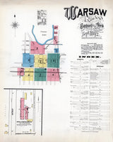1892 Town Map of Warsaw Kosciusko County Indiana