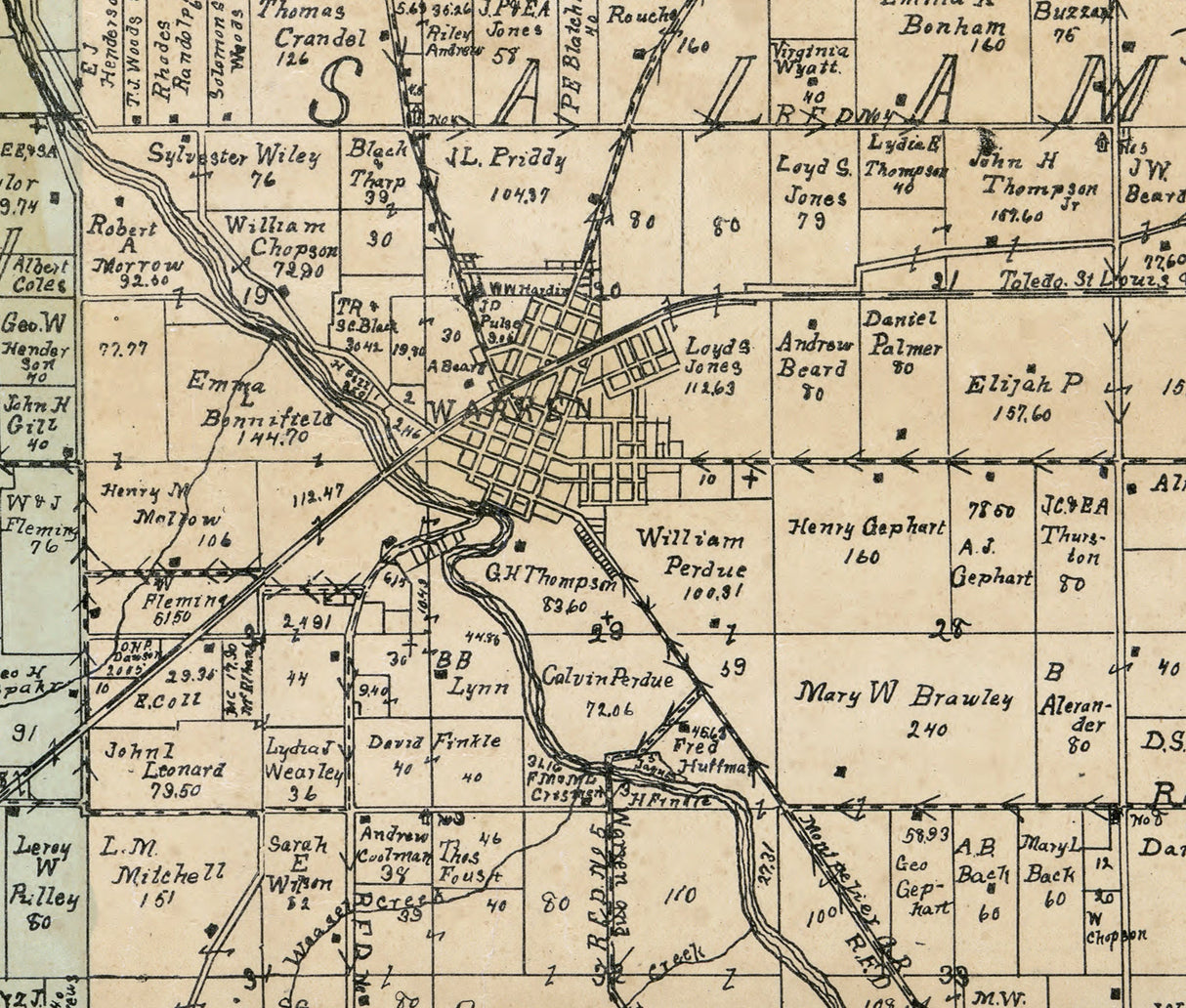 1903 Farm Line Map of Huntington County Indiana