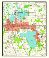 1959 Map of Warsaw Indiana Winona Lake