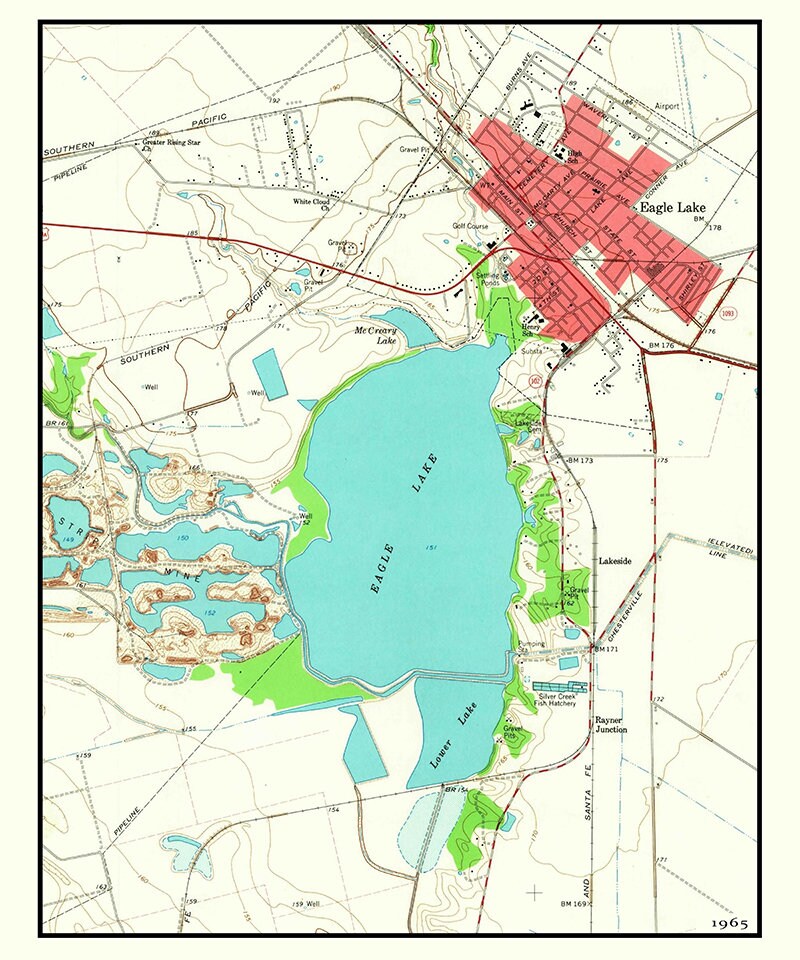 1965 Map of Eagle Lake Texas