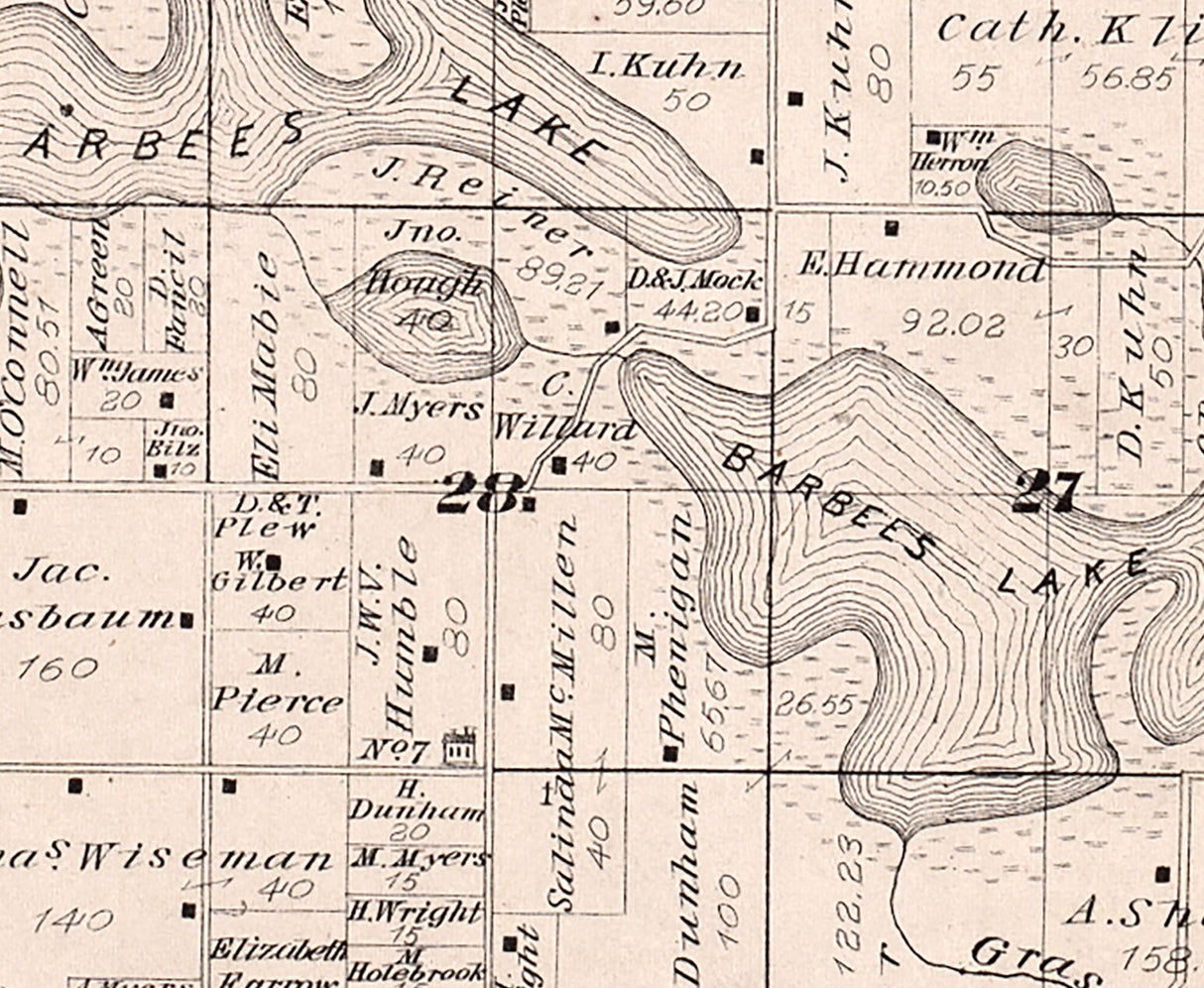 1879 Map of Tippecanoe Township Kosciusko County Indiana