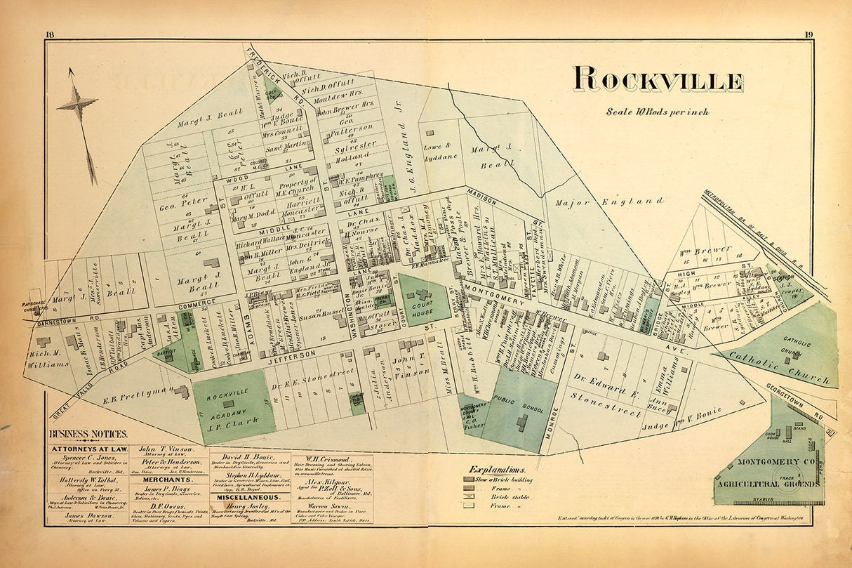1879 Map of Rockville Maryland