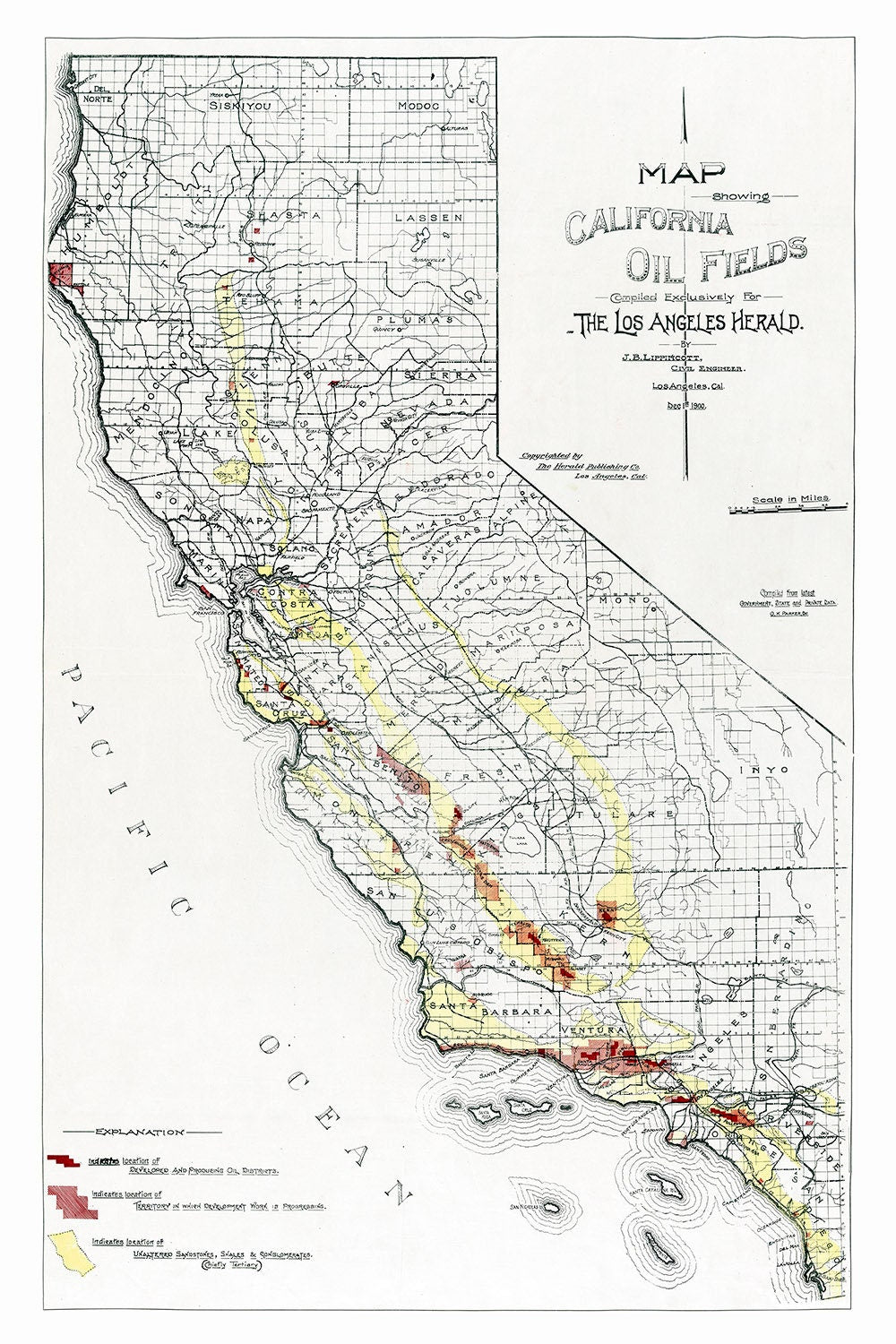 1900 Map of the California Oil Fields