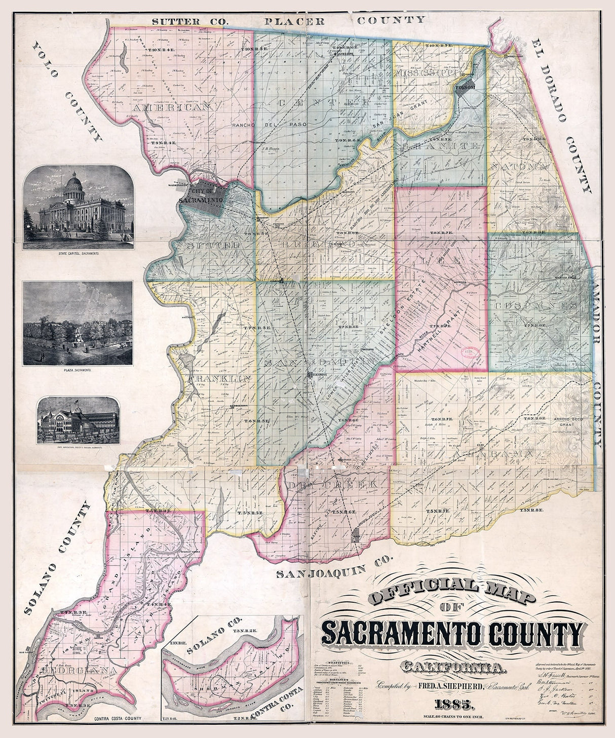 1885 Map of Sacramento County California