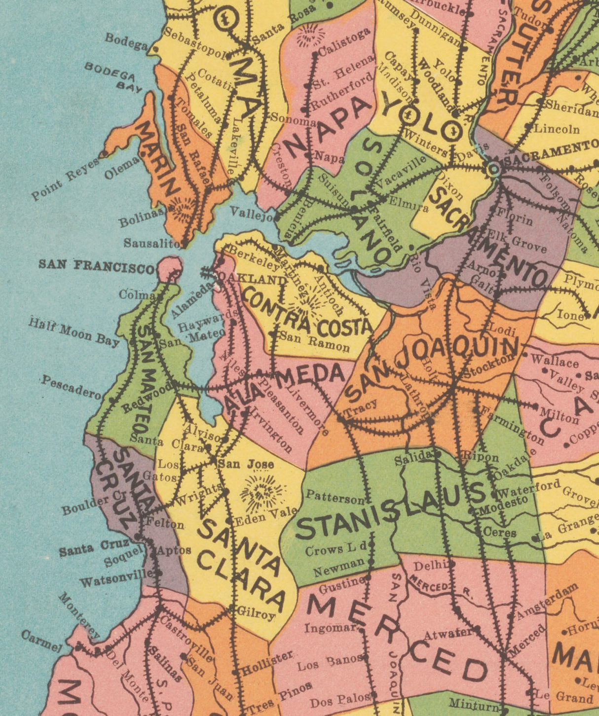 1915 Map of California Counties