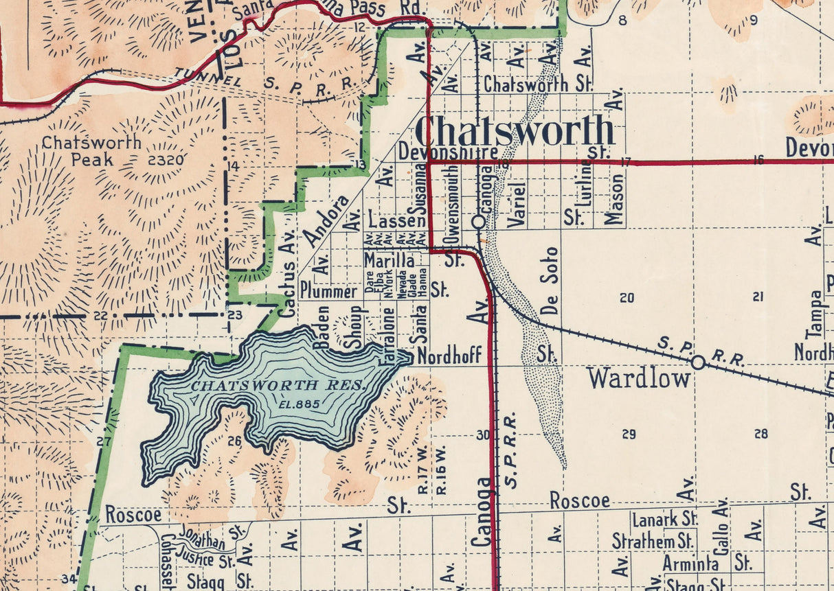 1923 Map of San Fernando Valley California