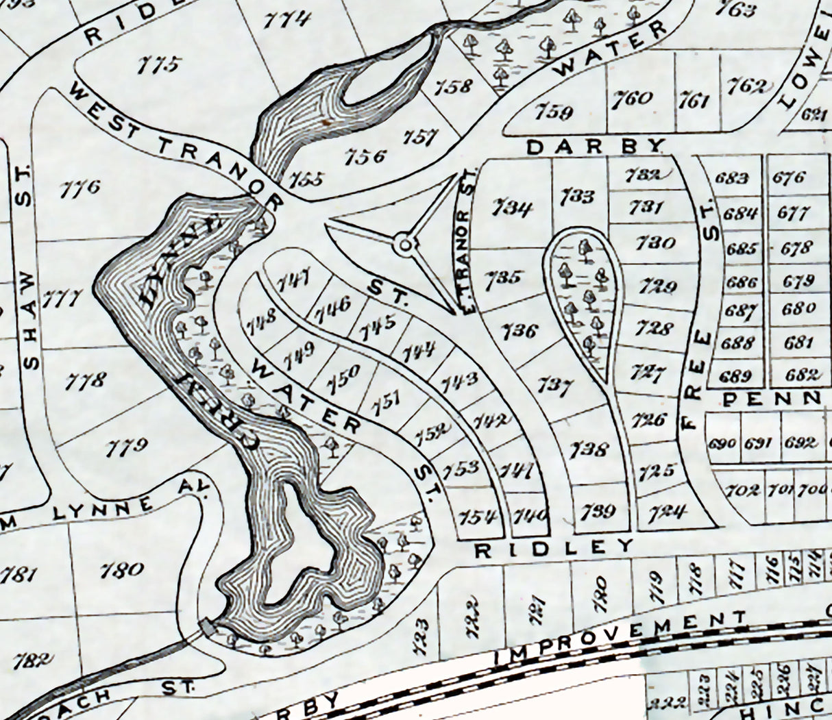 1875 Map of Ridley Park Delaware County Pennsylvania