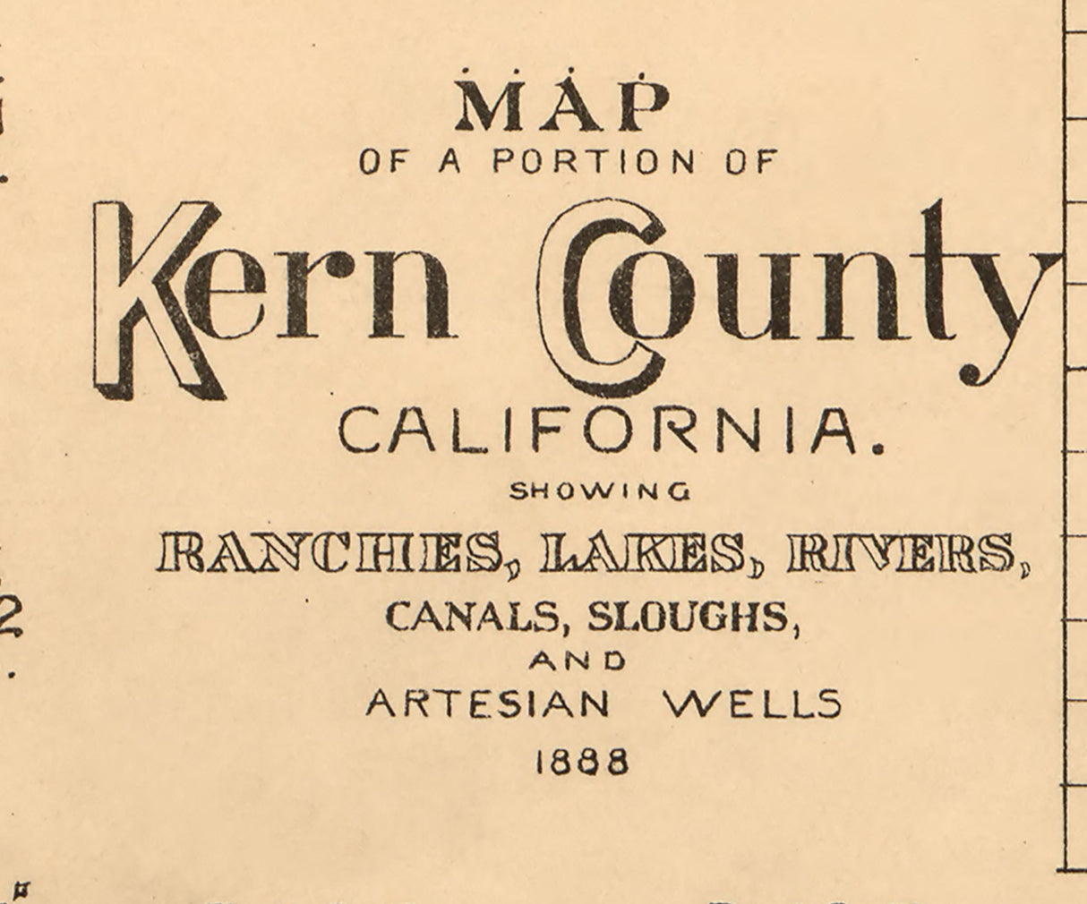 1888 Map of Part of Kern County California Bakersfield