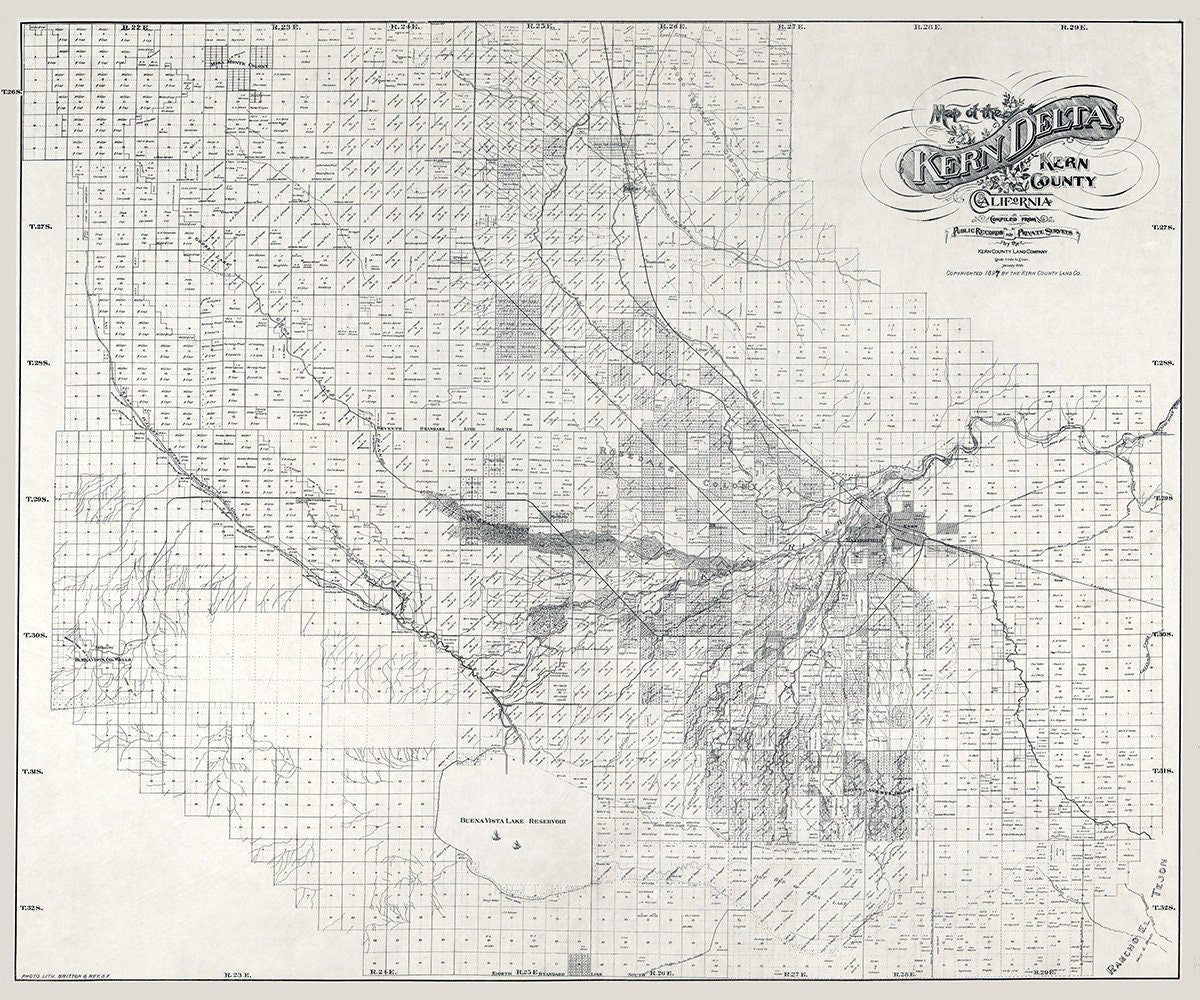 1897 Farm Line Map of the Kern Delta Kern County California