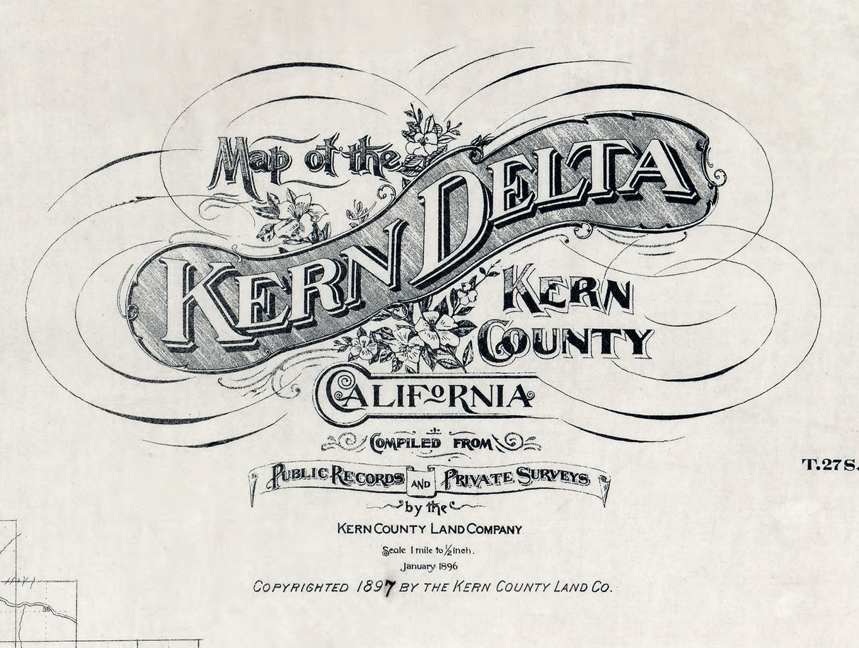 1897 Farm Line Map of the Kern Delta Kern County California