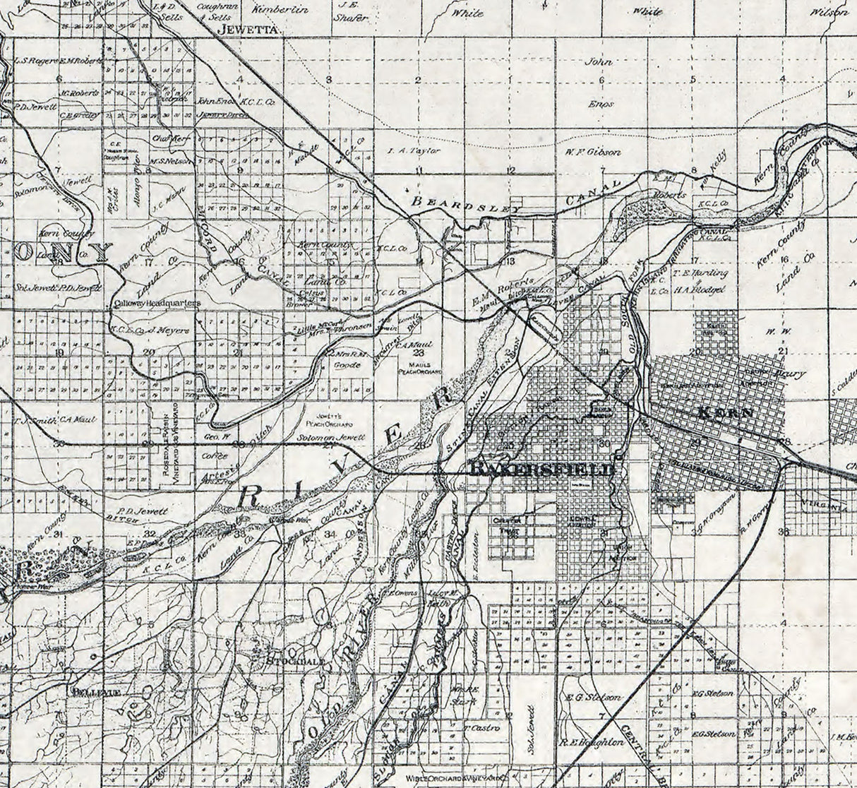 1897 Farm Line Map of the Kern Delta Kern County California