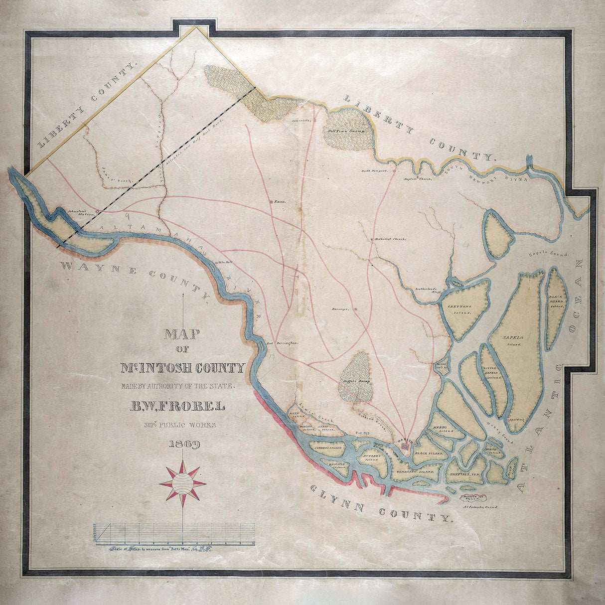 1869 Map of McIntosh County Georgia