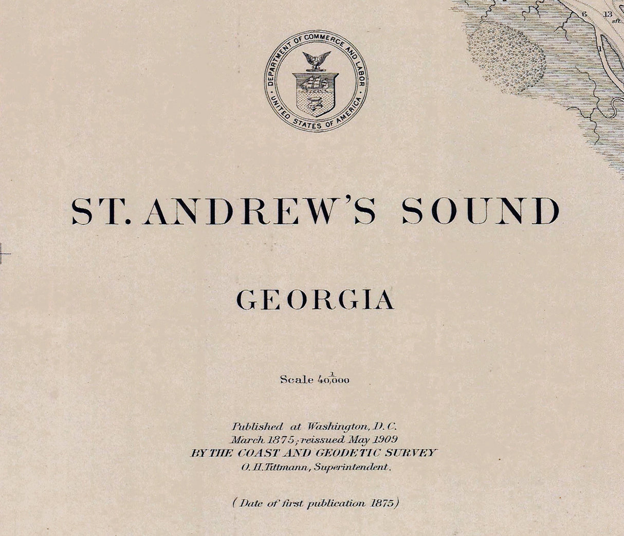 1875 Nautical Map of St Andrew Sound Georgia