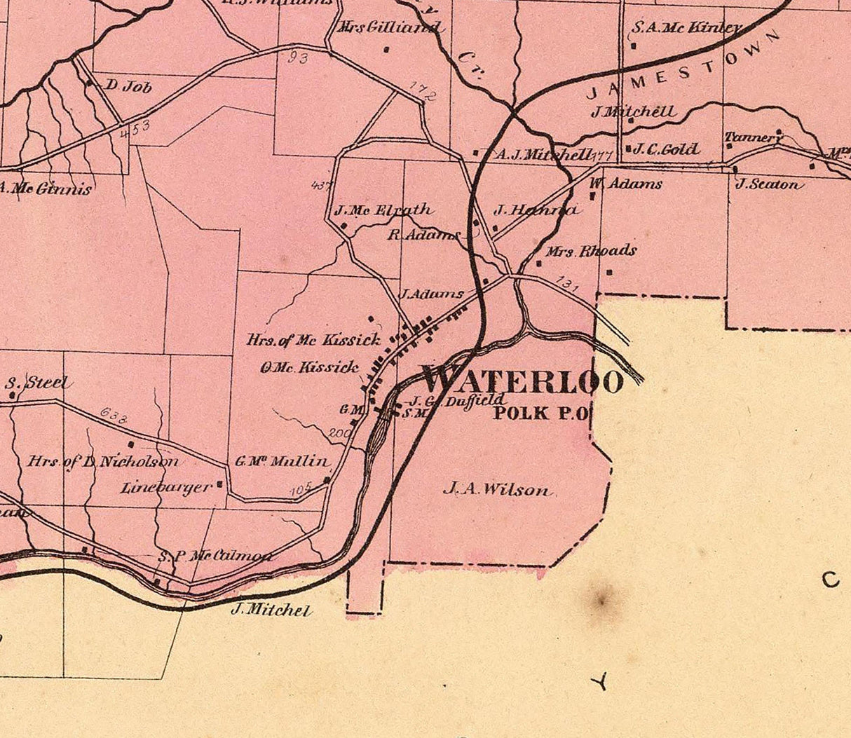 1865 Map of French Creek Township Venango County Pennsylvania Oil Region