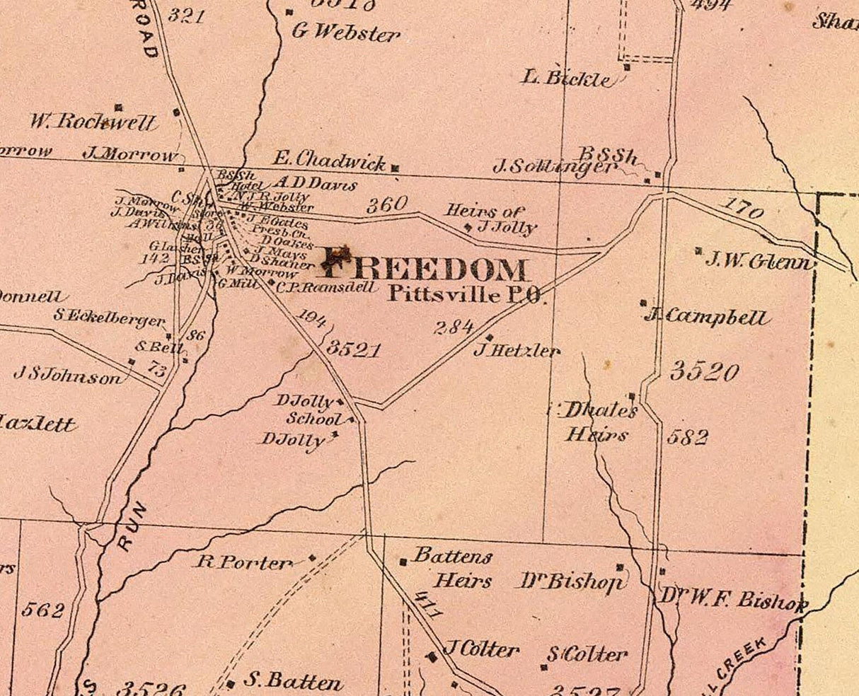 1865 Map of Rockland Township Venango County Pennsylvania Oil Region