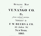 1865 Map of Venango County Pennsylvania Oil Region