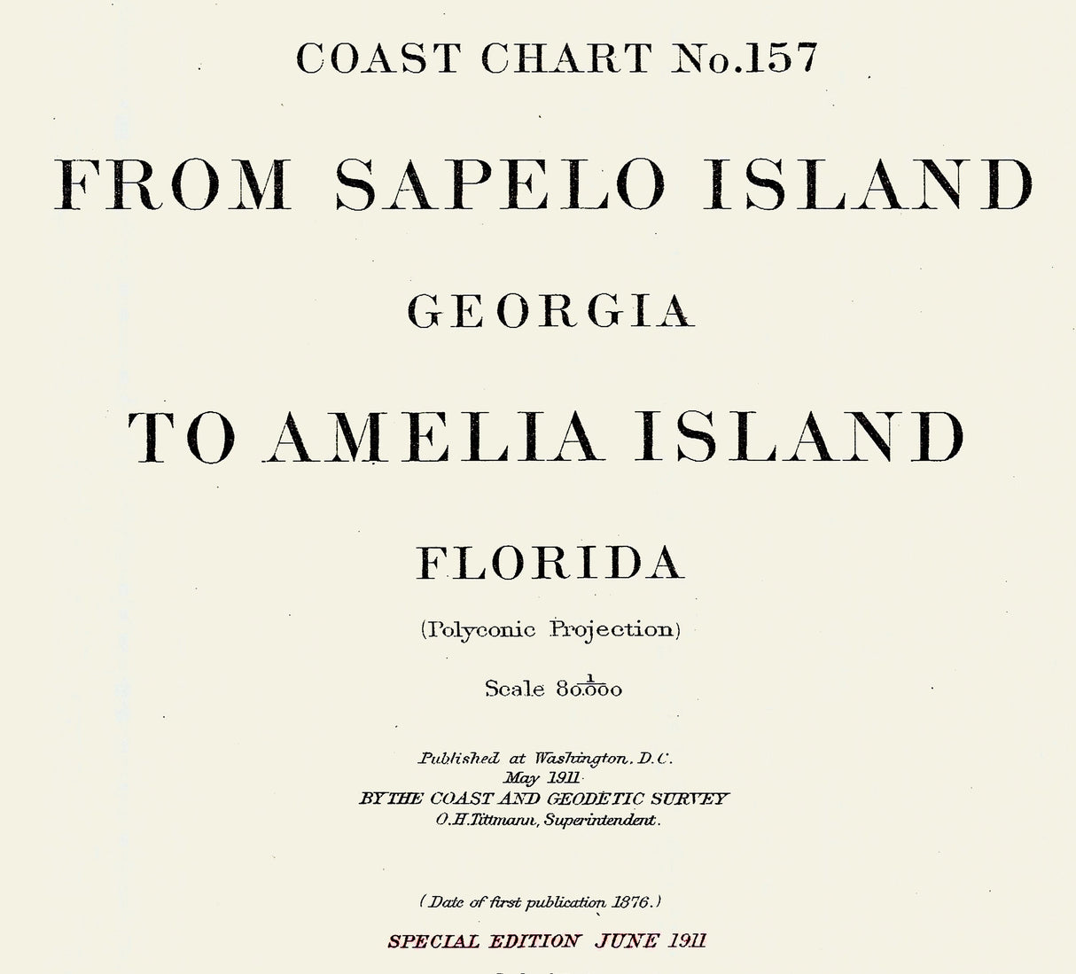 1911 Nautical Map of Sapelo Island Georgia to Amelia Island Florida